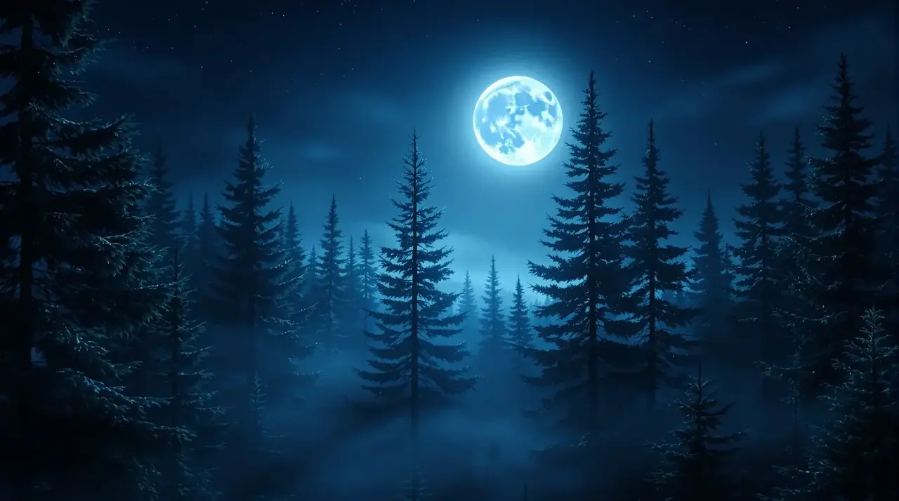 快看视频 月夜杉林主题背景